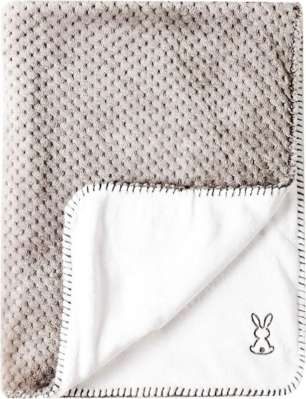  - couverture plaid bébé 100 x 75 cm gris blanc 